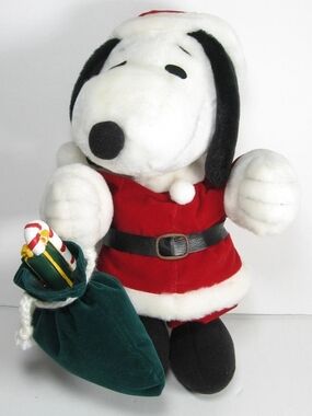 Peanuts SNOOPY Santa Claus Best Animation Motion Plush In Christmas Light